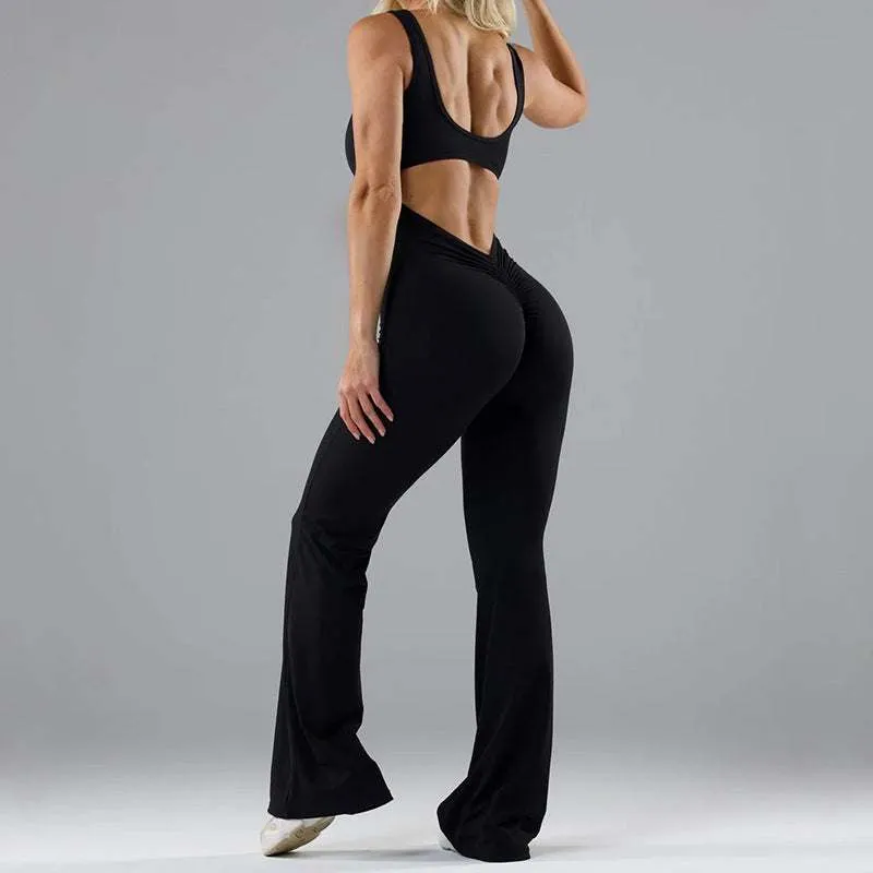 Glow Chic's Tight Yoga Bodysuit - Casual Hollow Seamless Clothing