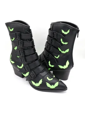 Glow-in-the-Dark Bats Coven Boot STRANGE CVLT