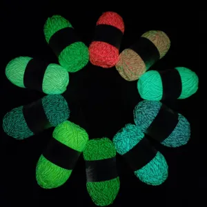 Glow in the dark fluorescent metallic crochet yarn