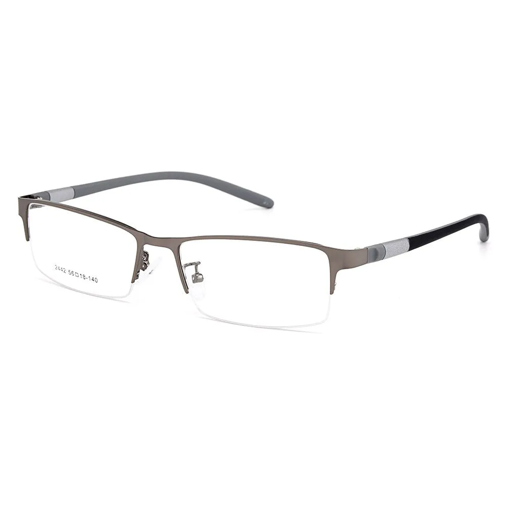 Gmei Men's Eyeglasses Semi Rim Titanium Alloy Square Y2442