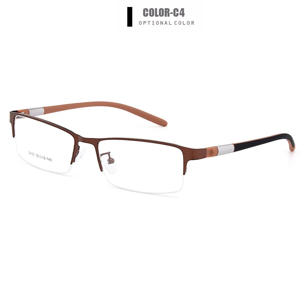 Gmei Men's Eyeglasses Semi Rim Titanium Alloy Square Y2442