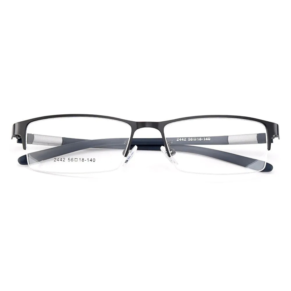 Gmei Men's Eyeglasses Semi Rim Titanium Alloy Square Y2442