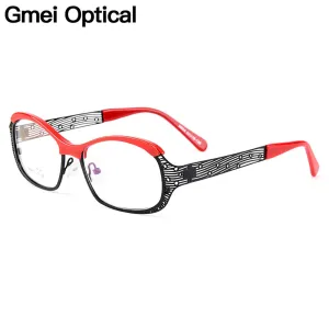 Gmei Women's Eyeglasses Oval Ultralight TR90 Alloy M054