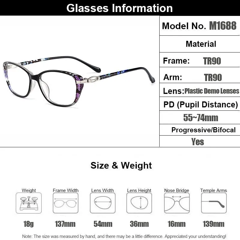 Gmei Women's Eyeglasses Ultra-Light Plastic Tr90 M1688