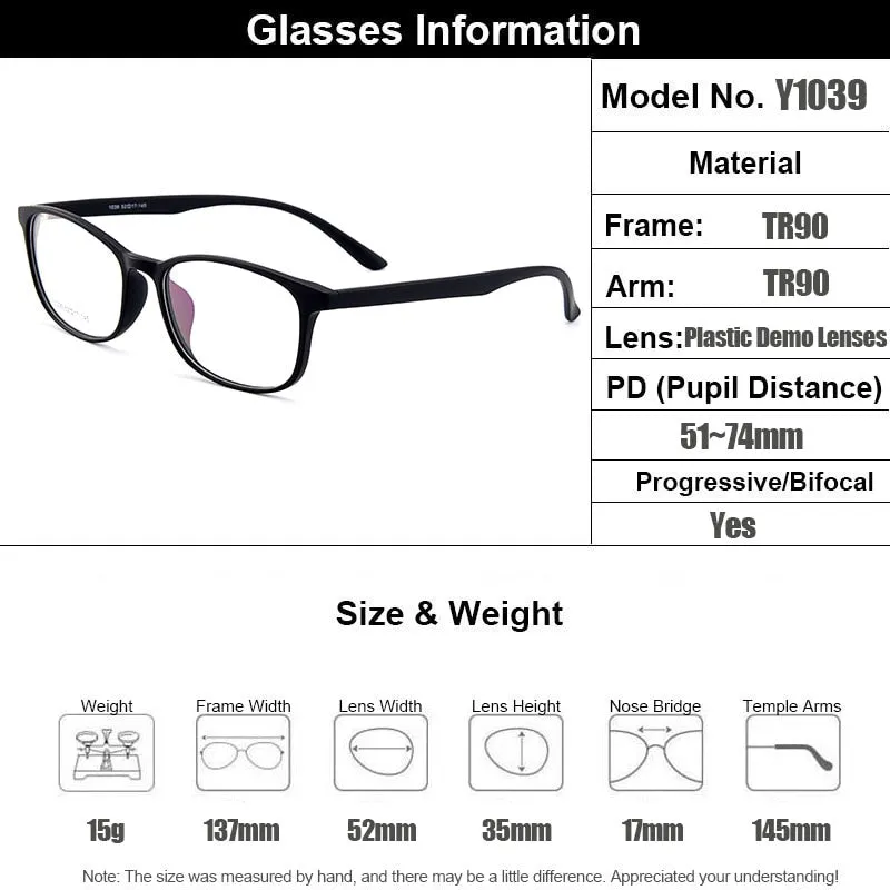 Gmei Women's Eyeglasses Ultralight Tr90 Frame Y1039