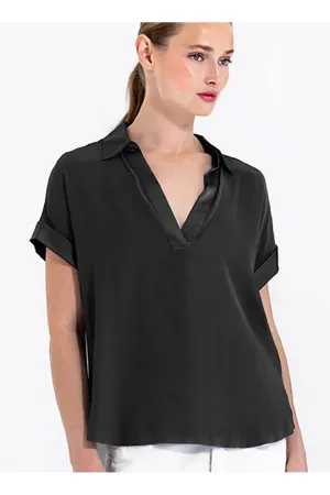 go by Go Silk Go Polo Top T1451 | Black