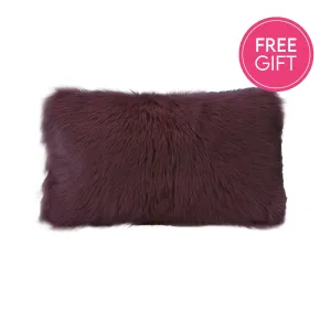 Goat Fur Lumbar Cushion - Plum