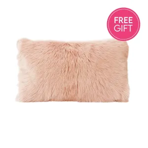 Goat Fur Lumbar Cushion - Rose Water