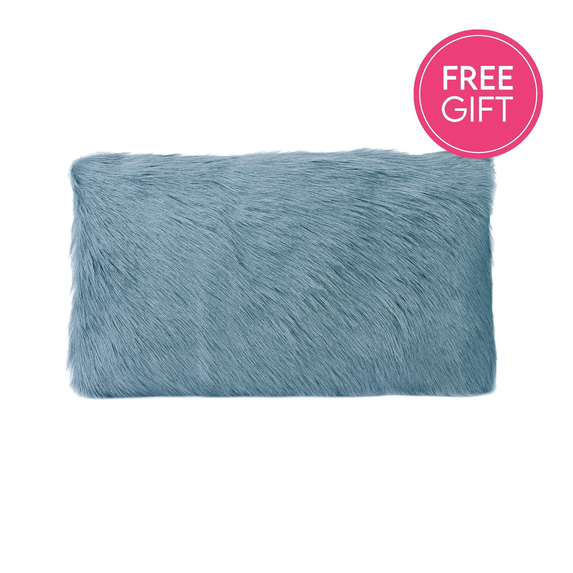 Goat Fur Lumbar Cushion - Smoke Blue