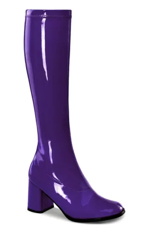 GOGO-300 Purple Stretch Patent Gogo Boots