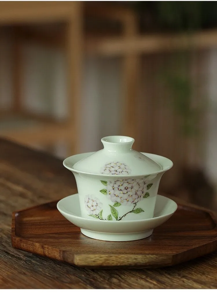 Gohobi Hand-painted Hydrangea Gaiwan