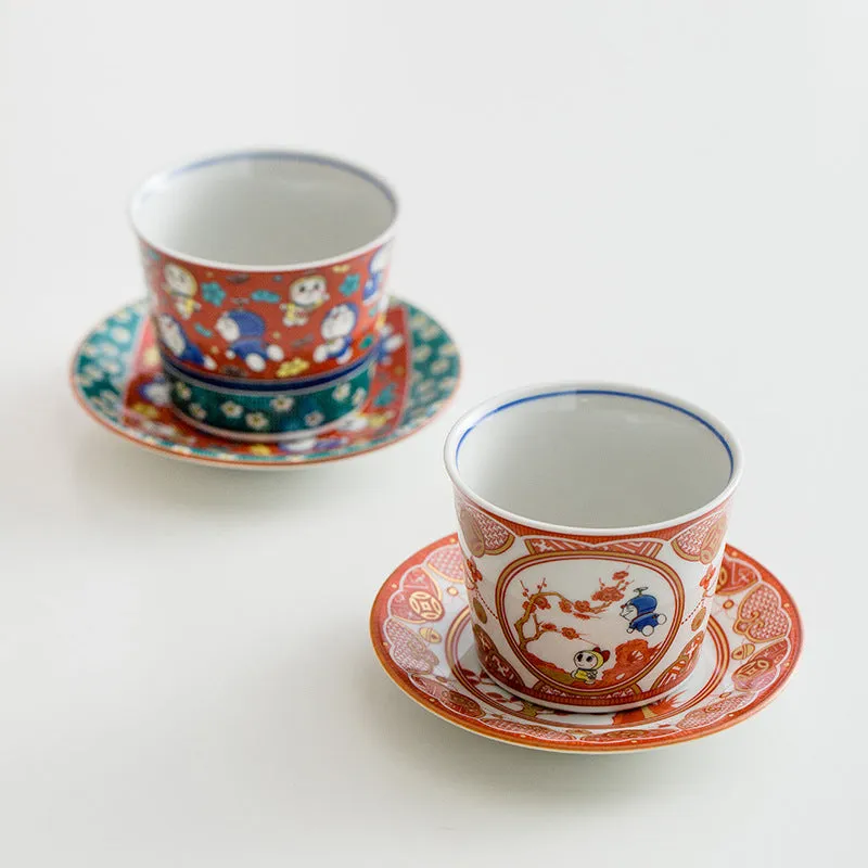 Gohobi Japanese Doraemon Tea Cup and Ceramic Plate Set