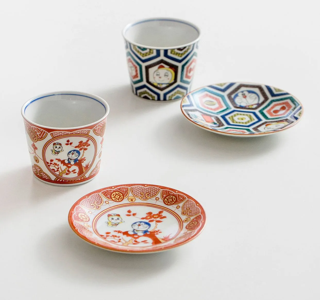 Gohobi Japanese Doraemon Tea Cup and Ceramic Plate Set