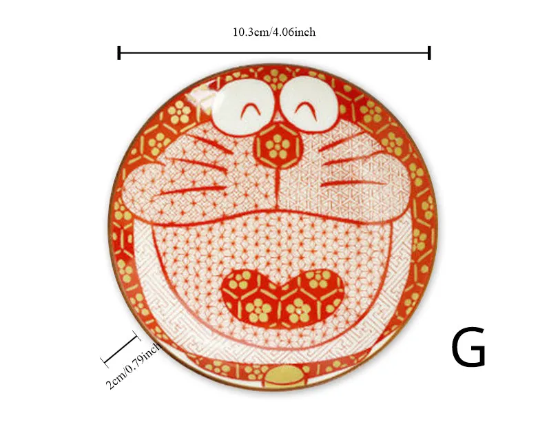 Gohobi Japanese Doraemon Tea Cup and Ceramic Plate Set