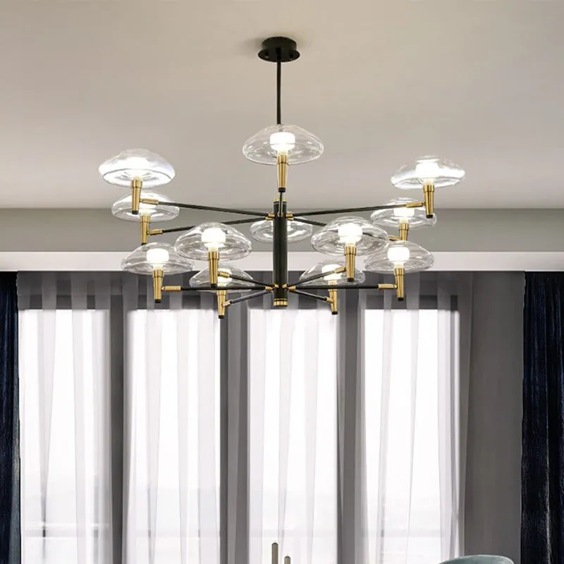 Gold and Black Nordic Chandelier Pendant Light Kit with Jellyfish-inspired Design