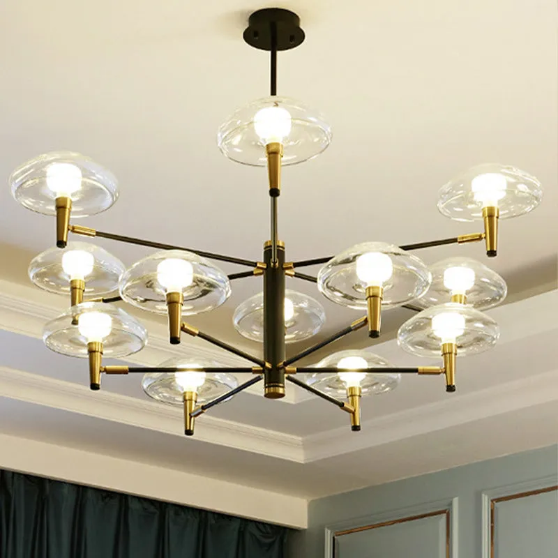 Gold and Black Nordic Chandelier Pendant Light Kit with Jellyfish-inspired Design