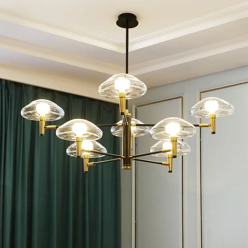 Gold and Black Nordic Chandelier Pendant Light Kit with Jellyfish-inspired Design