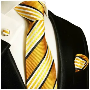 Gold and Bronze Striped Necktie Set