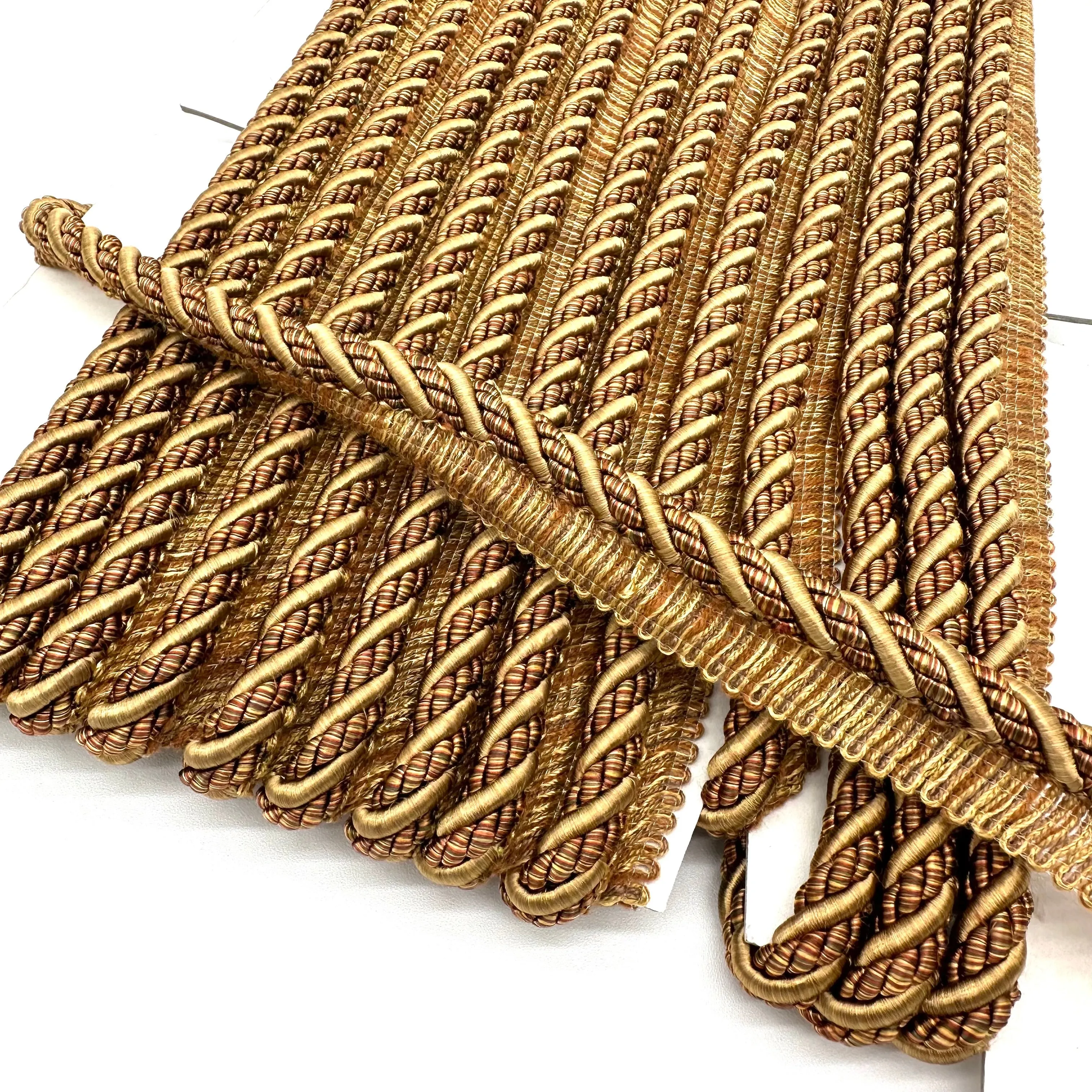 Gold and Burgundy High Quality Decorative Lip Cord Trim by the yard