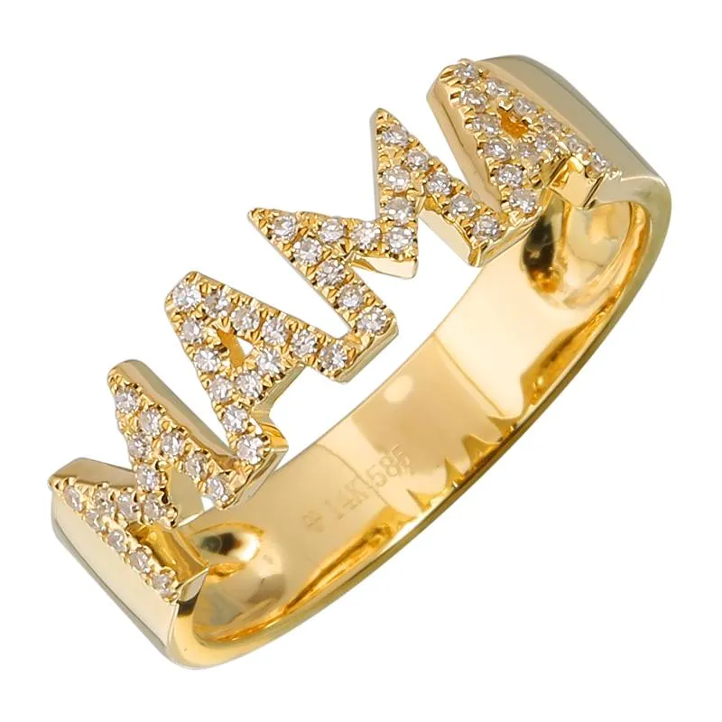 Gold and Diamond Mama Cutout Ring