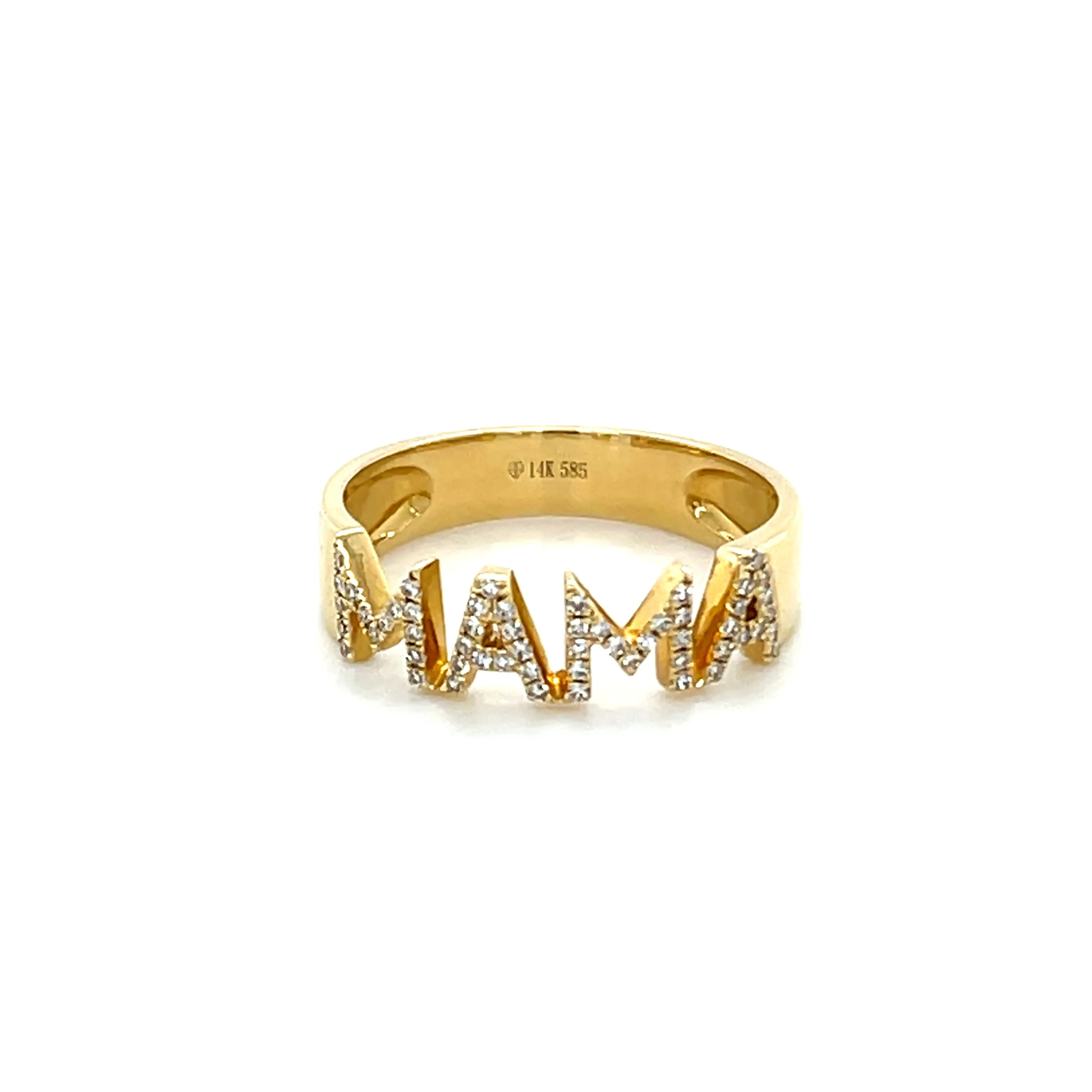 Gold and Diamond Mama Cutout Ring