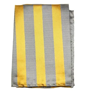 Gold and Silver Striped Silk Pocket Square