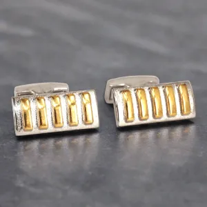 Gold Bar Silver background Rectangle Cufflinks (Online Exclusive)