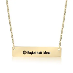 Gold Basketball Mom Bar Necklace