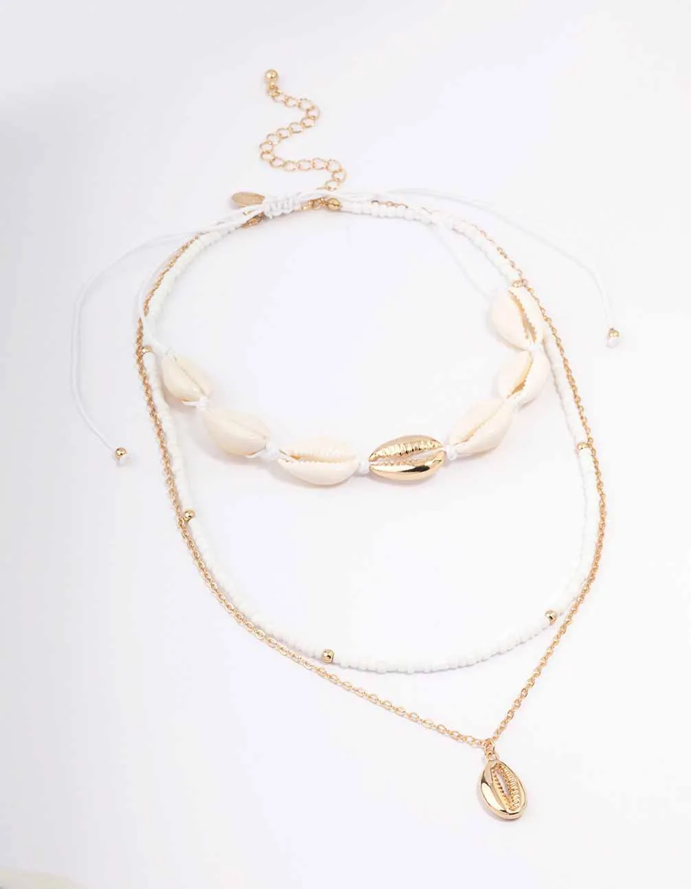 Gold Bead & Shell Layered Necklace