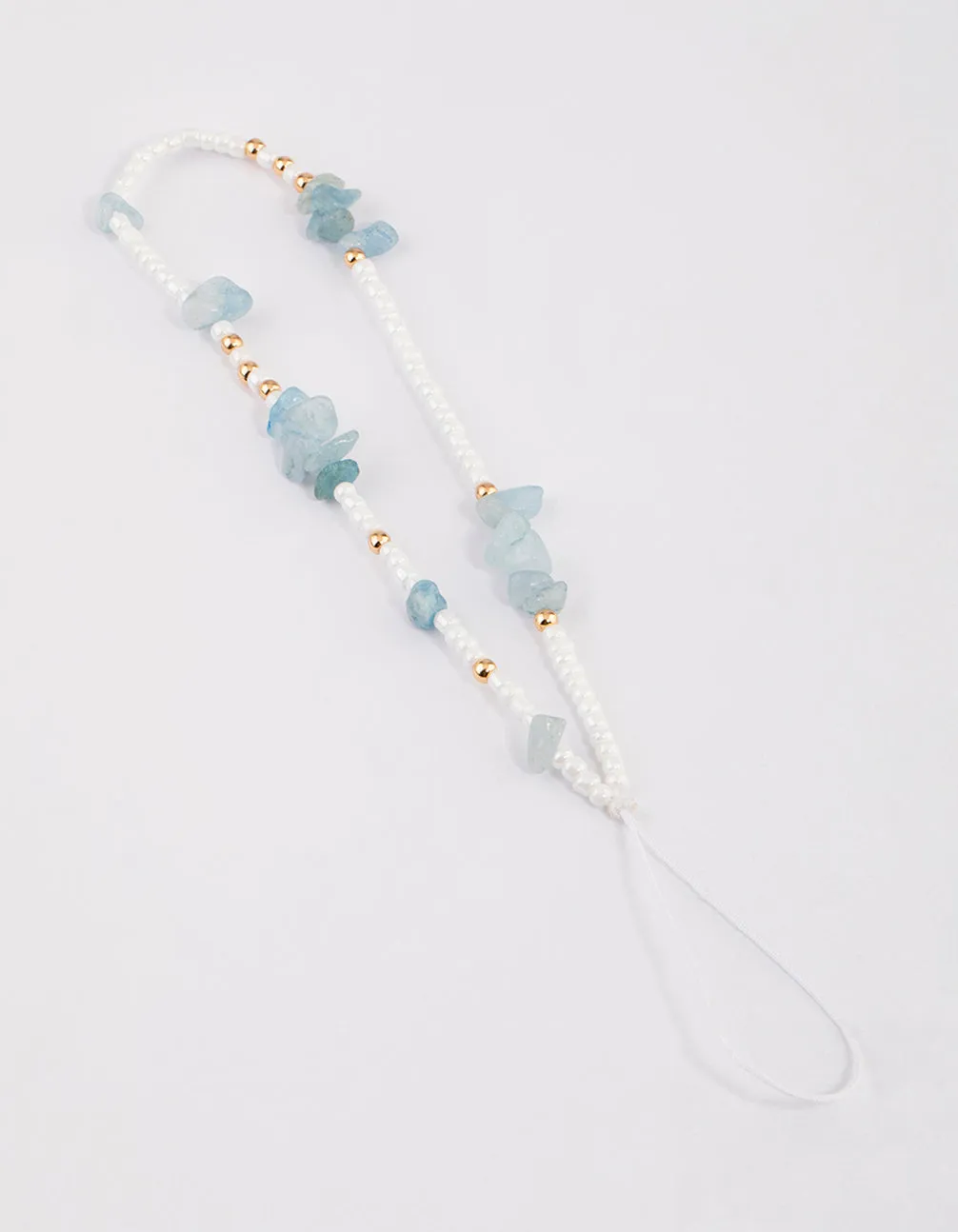 Gold Beaded Stone Phone Strap