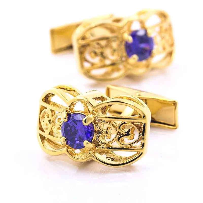 GOLD BLUE STONE CUFFLINKS