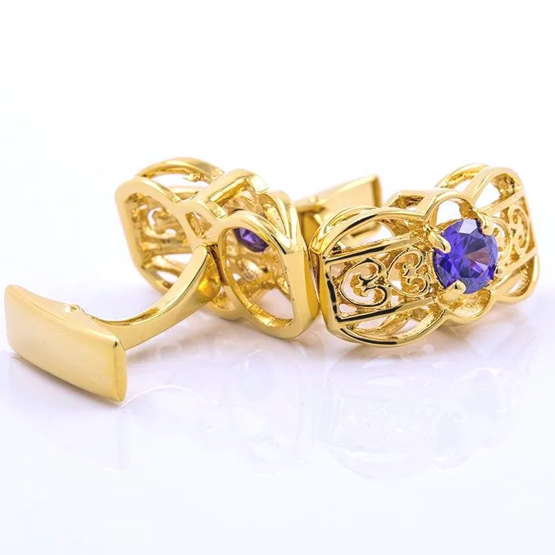 GOLD BLUE STONE CUFFLINKS