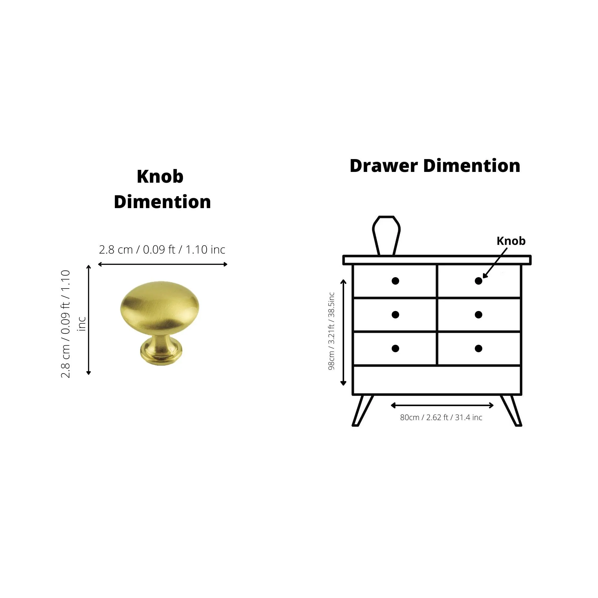 Gold Button Knob