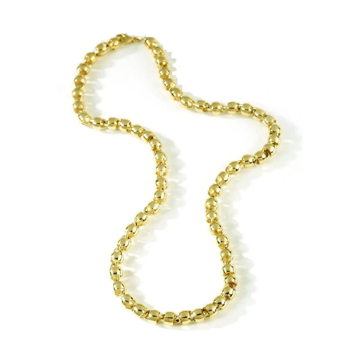 Gold Chain Necklace - African Bead Chain - 18-Karat Yellow Gold Chain