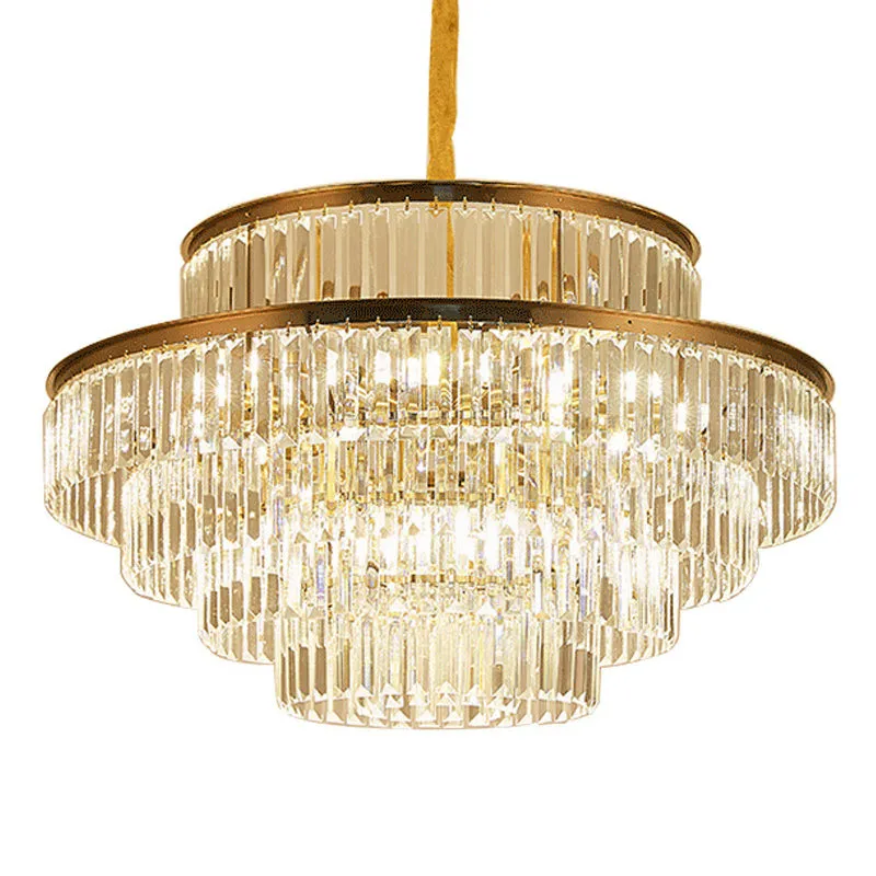 Gold Circular Crystal Chandelier - Artistic Suspension Light for Living Room