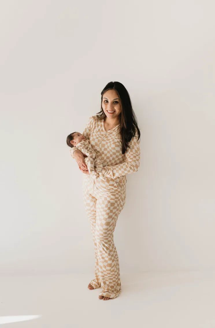 Gold Coast Wavy Checker  | Bamboo Zip Pajamas