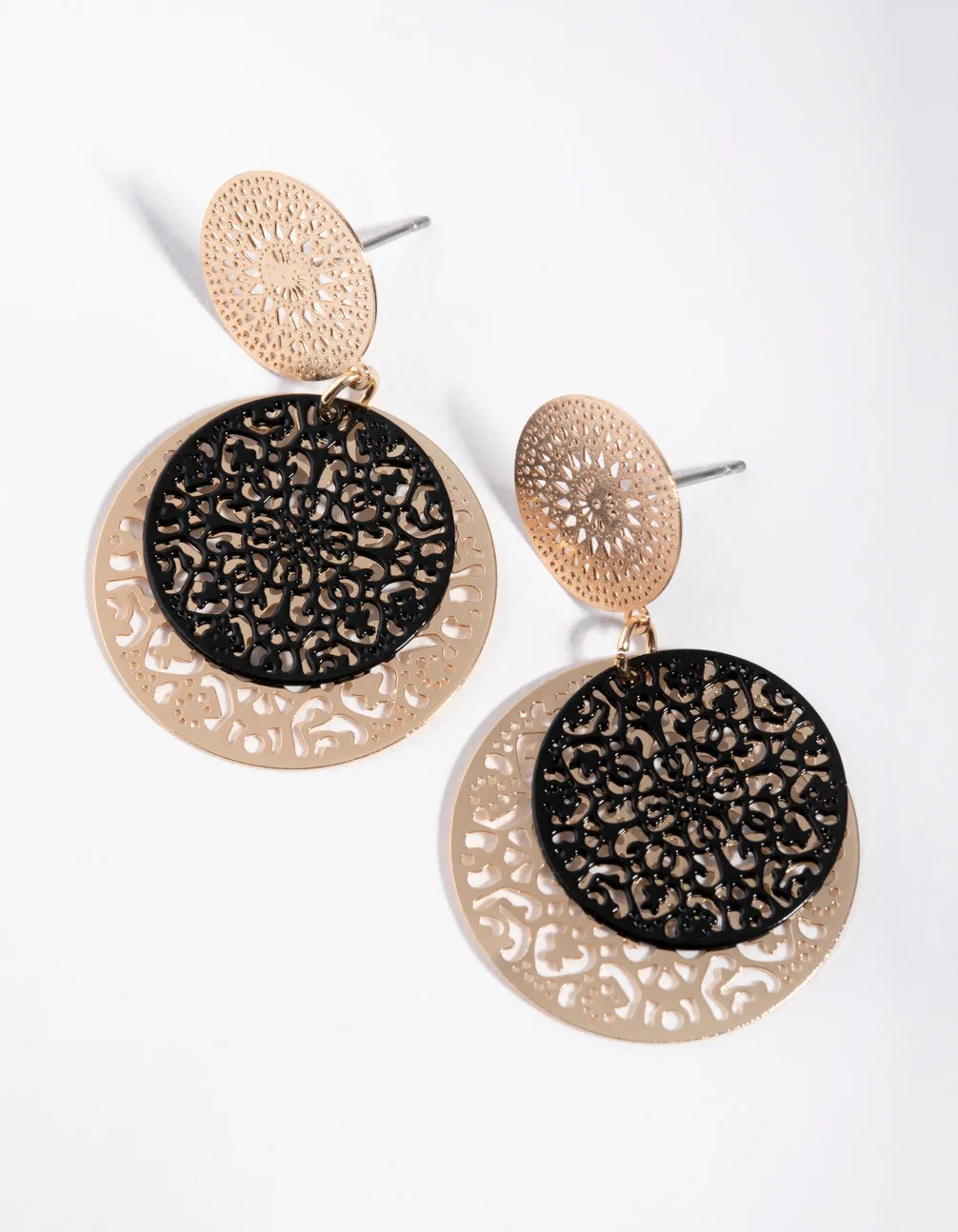 Gold Coated Filigree Drop Earrings