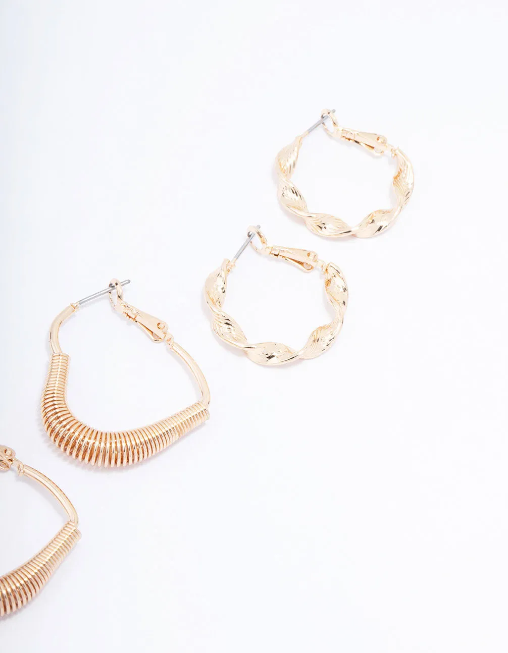 Gold Coil Heart Hoop Earring 3-Pack