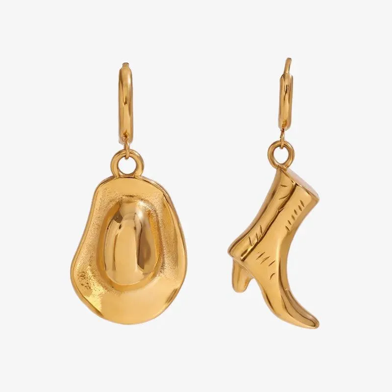 Gold Cowboy Hat and Boot Hoop Earrings – Trendy Western Earrings