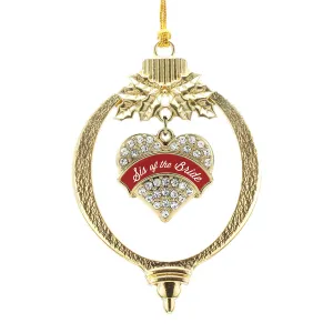 Gold Crimson Red Sis of the Bride Pave Heart Charm Holiday Ornament