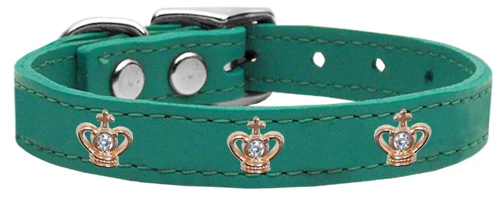 Gold Crown Widget Genuine Leather Dog Collar Jade 14