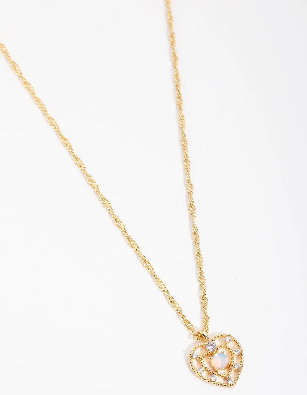 Gold Diamante Heart Necklace