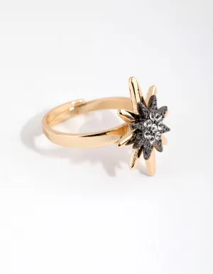 Gold Diamante Starbust Ring