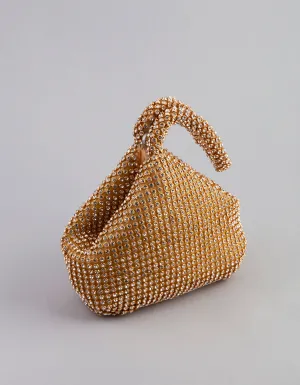 Gold Diamante Triangular Purse