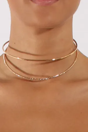 Gold Double Diamond Metal Choker - Kalene