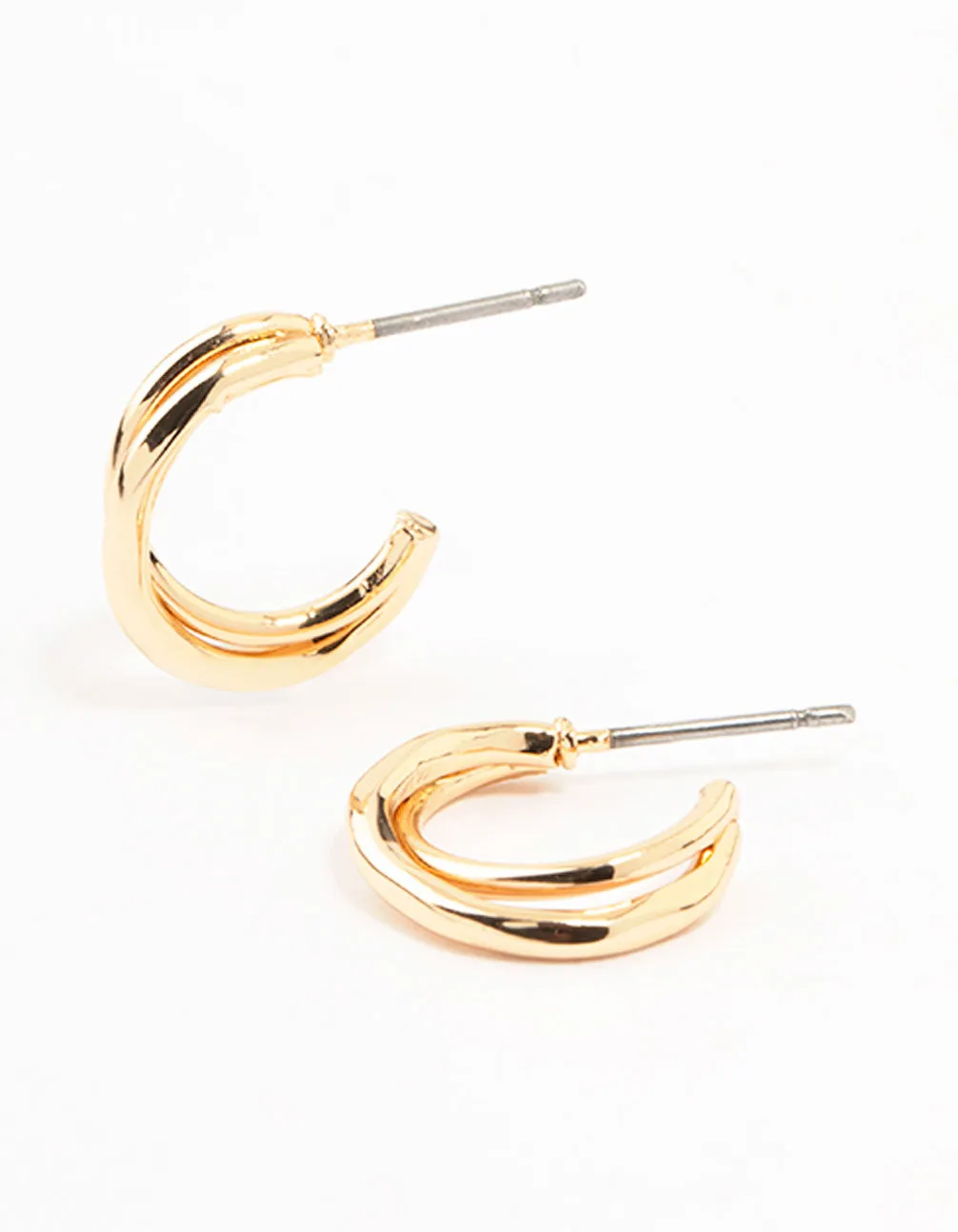 Gold Double Twisted Rope Huggie Earrings