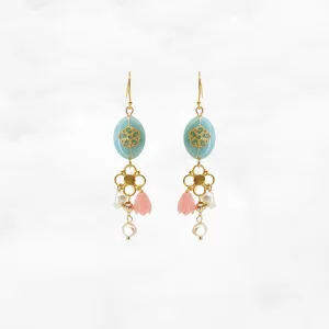 Gold Filigree Flower Amazonite Earrings