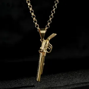 Gold Filled Bonded Double Barrel Shotgun Pendant 22 Inch 5mm Belcher Chain