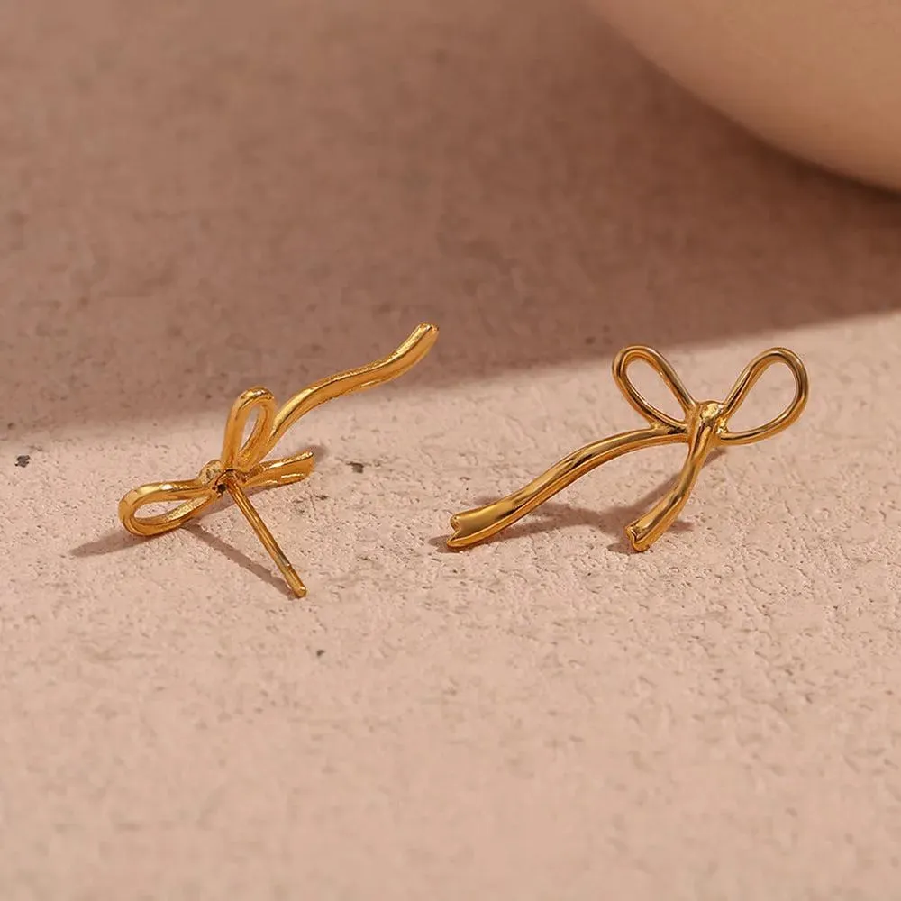 Gold-Filled Bow Stud Earrings – Hypoallergenic & Trendy Women's Earrings