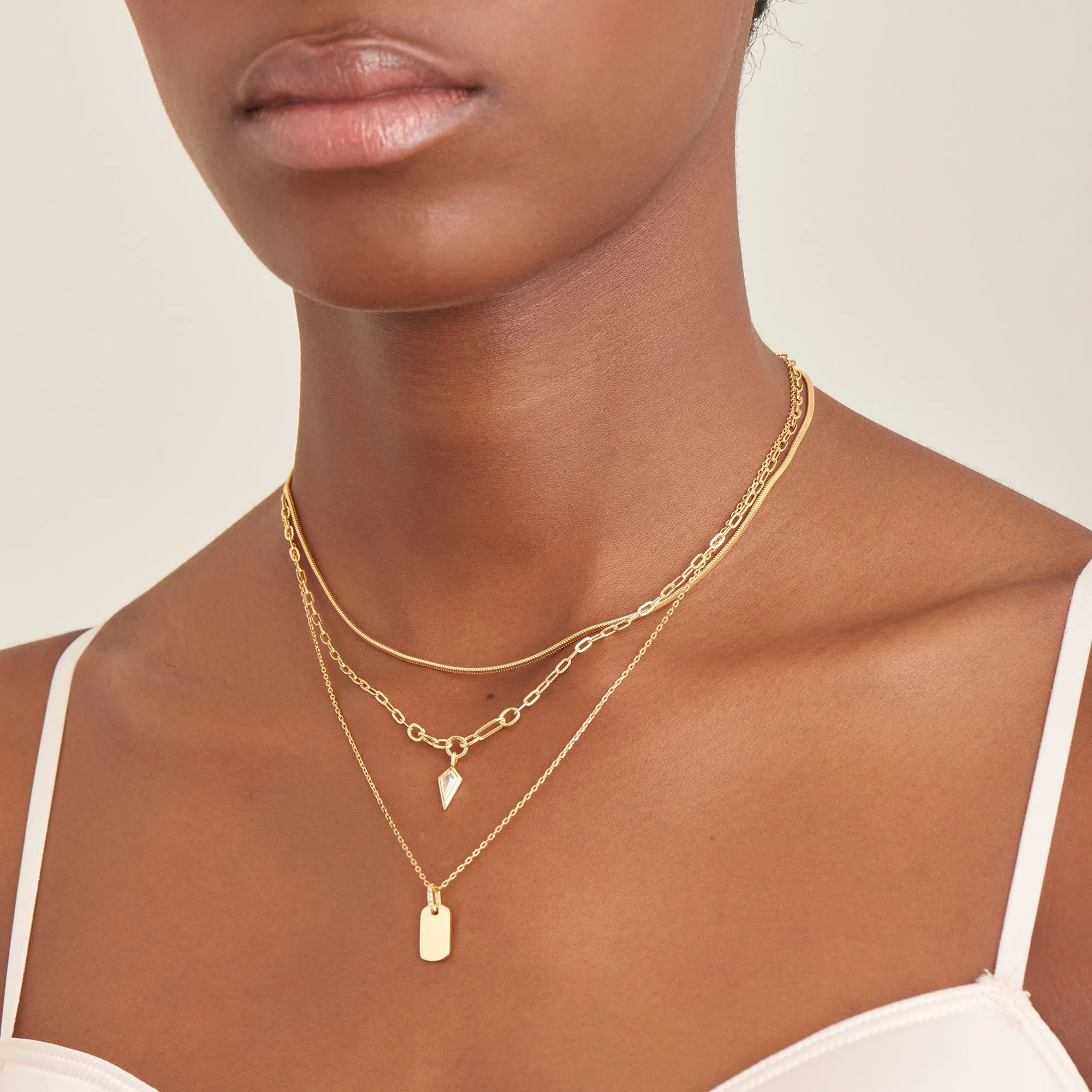 Gold Glam Tag Pendant Necklace